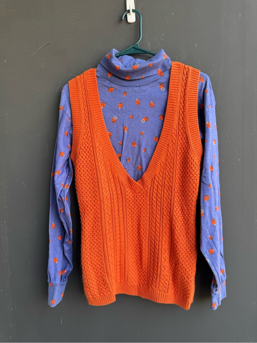 Vibrant orange Talbots cable-knit sweater